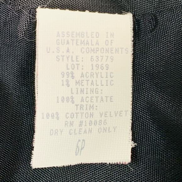 Vintage Size 6P Plaid Blazer Jacket Velvet Red Black Gold Metallic Holiday - Picture 11 of 11